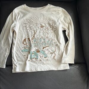 Cat & Jack Cream and Green Artistic Long Sleeve Tee